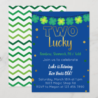 Två Lucky 2nd Birthday Inbjudningar
