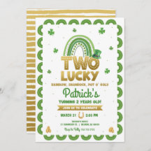 Två Lucky Birthday-inbjudningar, St patrick's day