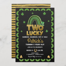 Två Lucky Birthday-inbjudningar, St patrick's day