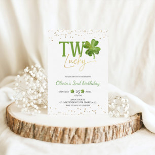 Två Lucky Birthday-inbjudningar, St. Patricks ThMe Inbjudningar