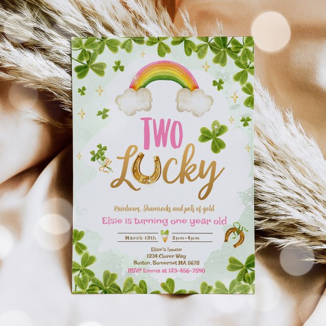 Två Lucky Birthday St Patrick:s andra födelsedag P Inbjudningar (Skapare uppladdad)