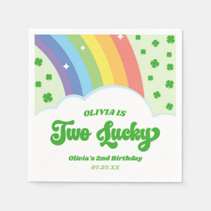 Två Lucky Charm Rainbow 2:a födelsedagen Party Pappersservett