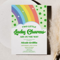 Två Lucky Charms Rainbow Klöver Twillingar Baby Sh
