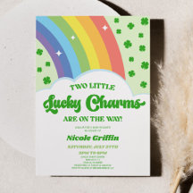 Två Lucky Charms Rainbow Klöver Twillingar Baby Sh