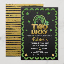 Två Lucky Födelsedagsinbjudan St Patrick's Day