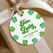 Två Lucky Grön Shamrock Klöver 2-års Födelsedagsfe