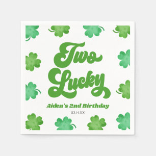 Två Lucky Grön Shamrock Klöver 2-års Födelsedagsfe Pappersservett