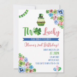 Två Lucky Saint patrick's day, andra födelsedagen Inbjudningar