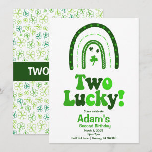Två Lucky Shamrock Birthday Inbjudningar