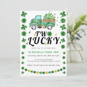 Två Lucky Shamrock Födelsedagsfest inbjudan