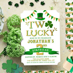 Två Lucky St. Patrick dag 2:a födelsedagen Inbjudningar