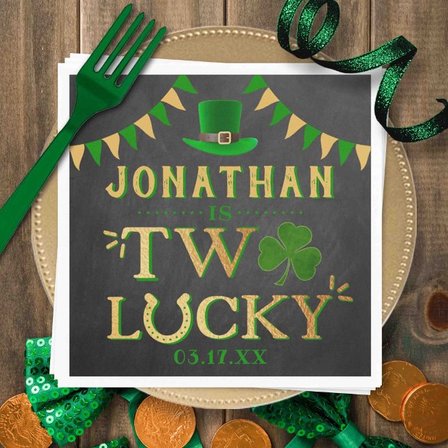 Två Lucky St. Patrick dag 2:a födelsedagen Pappersservett (Skapare uppladdad)