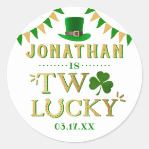 Två Lucky St. Patrick dag 2:a födelsedagen Runt Klistermärke