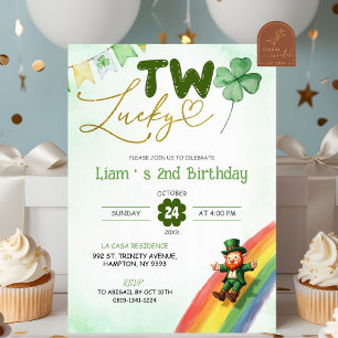 Två Lucky St Patricks Birthday Inbjudningar