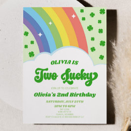 Två Lucky St. Patricks dag 2:a födelsedagen Party Inbjudningar