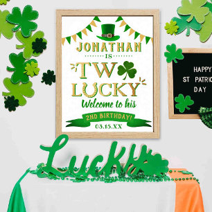 Två Lucky St. Patrick's Day 2:a födelsedagen Välko Poster