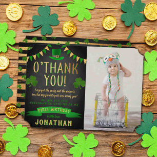 Två Lucky St. Patrick's Day 2nd Birthday Photo Tack Kort