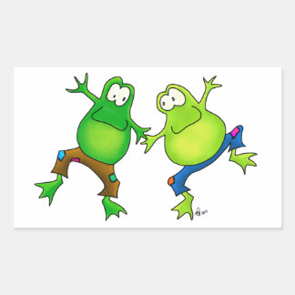 Två Lycklig-jumping Frog Buddies Rektangulärt Klistermärke