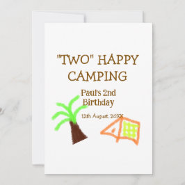 Två lycklig-lägerbarn, andra födelsedag, träd-läge inbjudningar