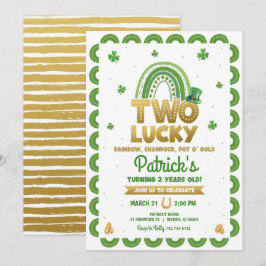 Två lyckliga St. Patrick's Day 2-års födelsedag Inbjudningar