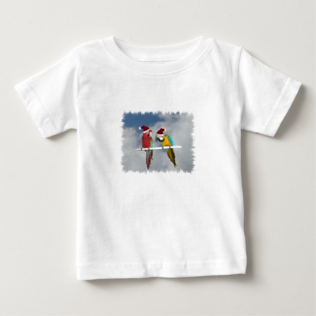 Två macaw Santas Tee Shirt (Framsida)