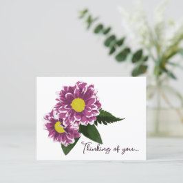 Två Magentor Pinks Dahlias tänker på dig Vykort