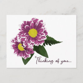 Två Magentor Pinks Dahlias tänker på dig Vykort