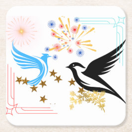 Två majestiska fåglar underlägg papper kvadrat