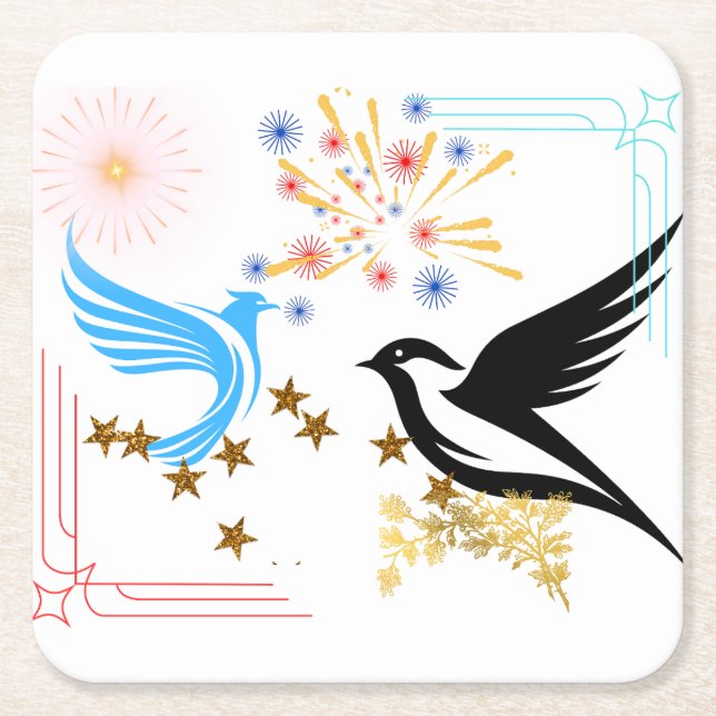 Två majestiska fåglar underlägg papper kvadrat (Framsidan)