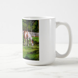 Två målar att beta för hästar kaffemugg