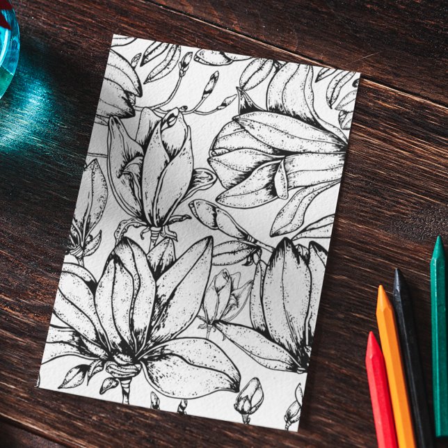 Två målarbilder blommor linjeteckning (Botanical Coloring Pages Flowers Line Drawing)