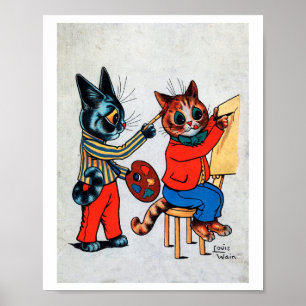 Två målarfärg, Louis Wain Poster