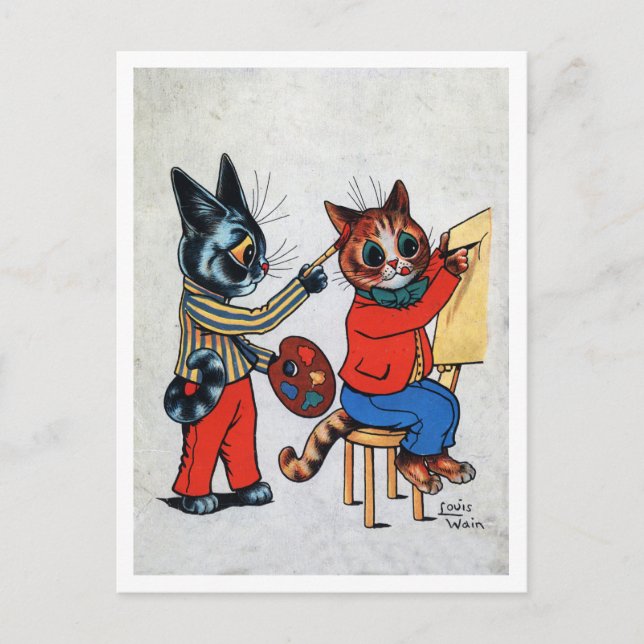 Två målarfärg, Louis Wain Vykort (Framsida)