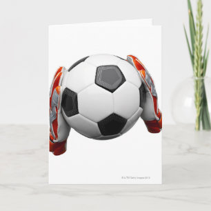 Två målordnare som håller fotboll kort