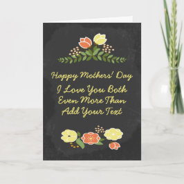 Två Mammor I Kärlek Du Personlig Blommschalkboard Kort