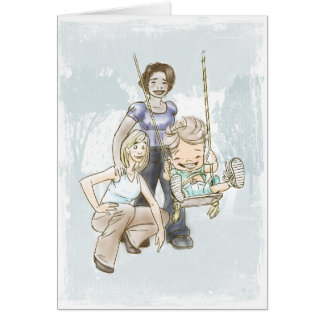 Två mammor - svängande barn hälsningskort