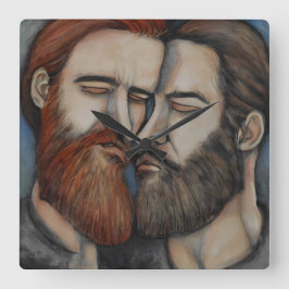 Två Manar i Beared Fyrkantig Klocka