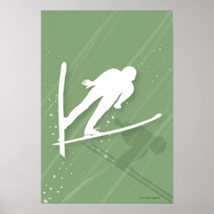 Två manar skidar banhoppning poster