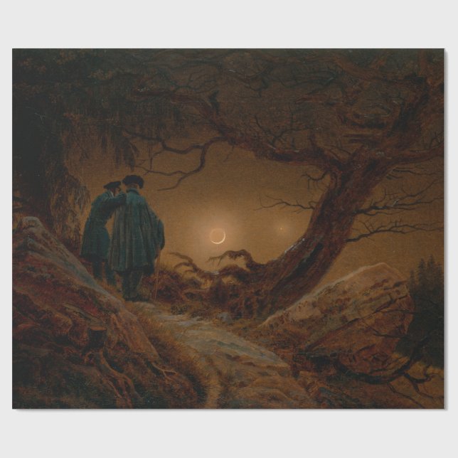 Två Manar som bevakar Måne på natten Presentpapper (Platt)