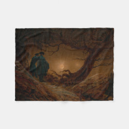 Två Manar Tittar vid Måne i natt Fleecefilt