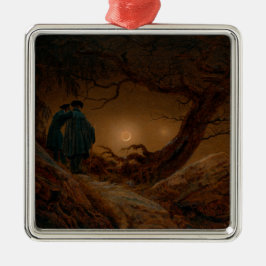 Två Manar Visa Måne ljus på natten Julgransprydnad Metall