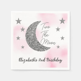 Två Måne 2:a födelsedagen Napkins Pappersservett