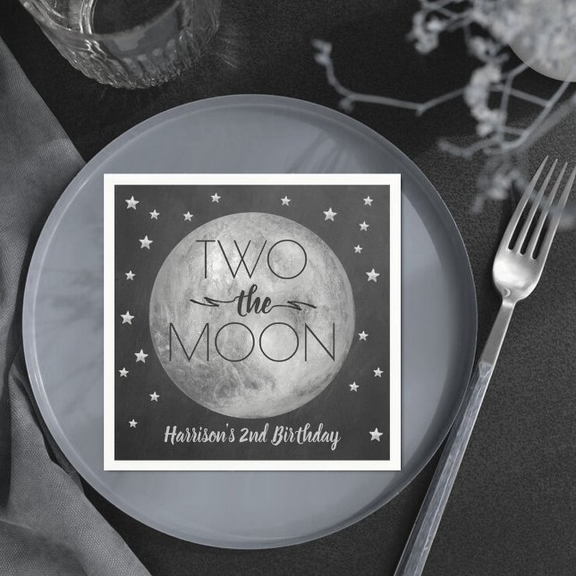 Två Måne 2:a födelsedagen Napkins Pappersservett (Skapare uppladdad)