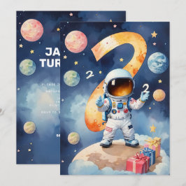 Två Måne 2:a födelsedagen Party Inbjudningar