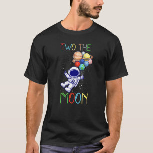 Två Måne 2:a födelsedagsastronaut med plan I T Shirt