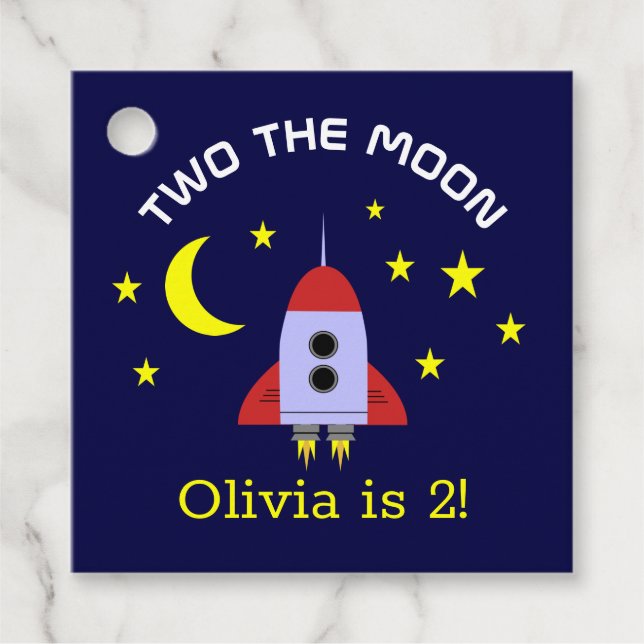 Två Måne 2:a födelsedagskalets Frakt Stars Gåvor Etiketter (Framsida)