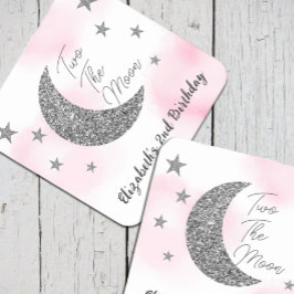 Två Måne 2:a födelsekortet Pappra Underlägg Papper Kvadrat