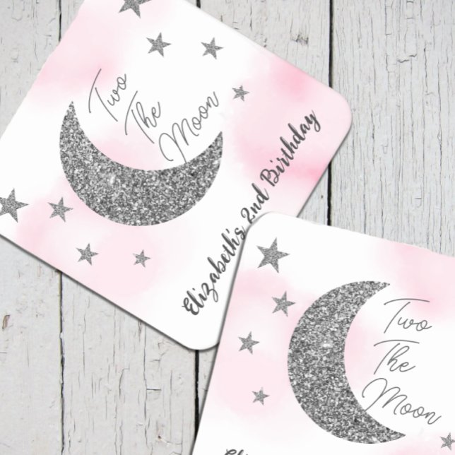 Två Måne 2:a födelsekortet Pappra Underlägg Papper Kvadrat (Skapare uppladdad)