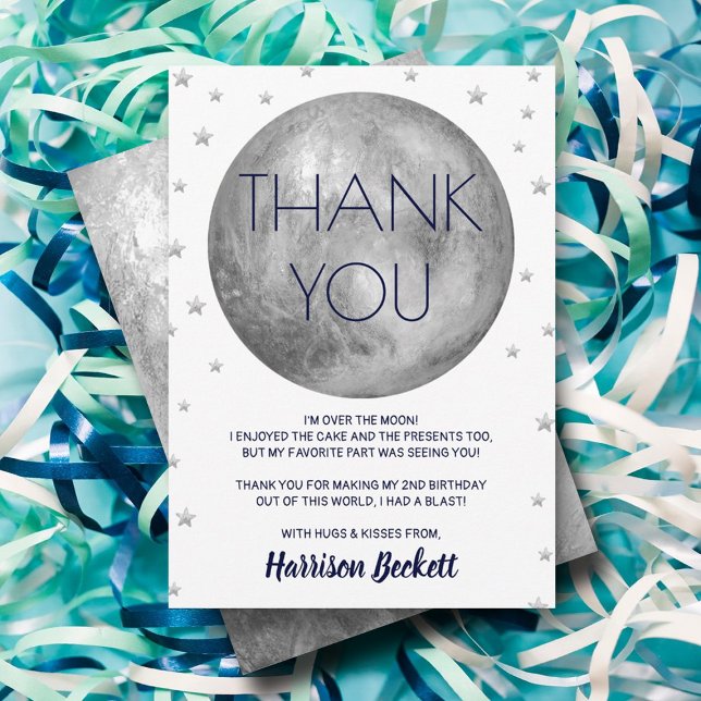 Två Måne, andra födelsedagen Tack Kort (Skapare uppladdad)