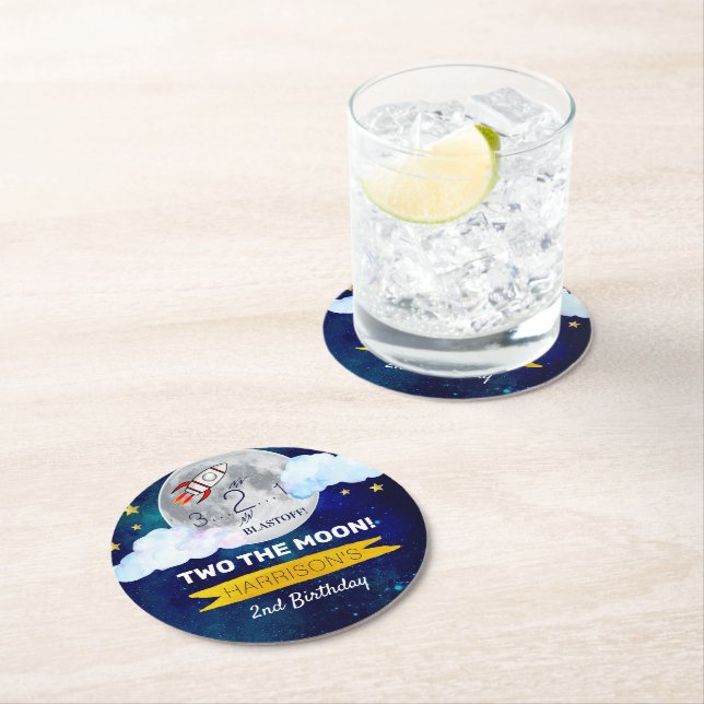 Två Måne, andra födelsedagen Underlägg Papper Rund (Insitu)